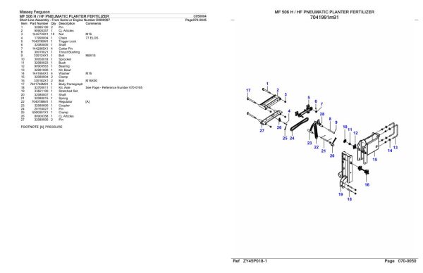 Massey Ferguson MF 506 H HF Pneumatic Planter Fertilizer Parts Catalog C050004 2