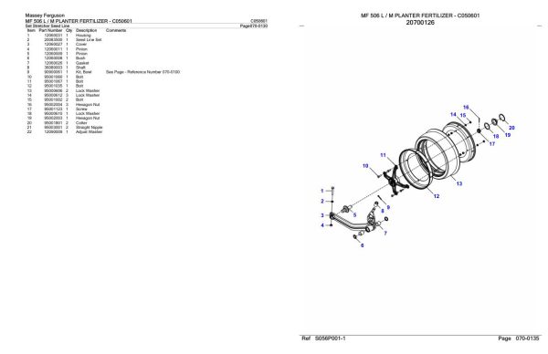 Massey Ferguson MF 506 L M Planter Fertilizer Parts Catalog C050601 1