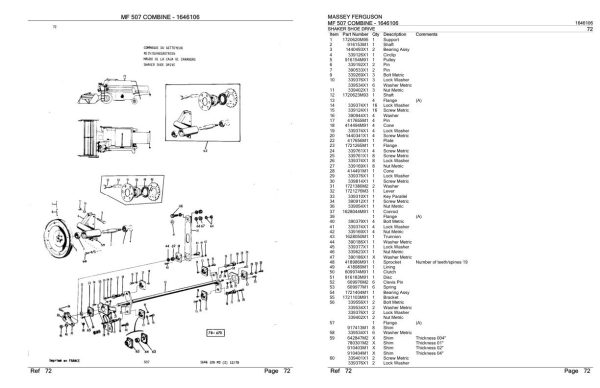 Massey Ferguson MF 507 Combine Parts Catalog 1646106 2