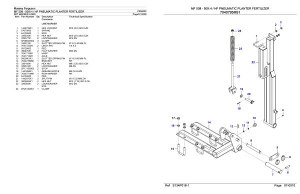 Massey Ferguson MF 508 509 H HF Pneumatic Planter Fertilizer Parts Catalog C050003 2