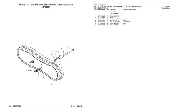 Massey Ferguson MF 510 511 512 513 H HF Pneumatic Planter Fertilizer Parts Catalog C051003 2
