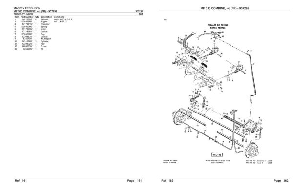Massey Ferguson MF 510 Combine FR Parts Catalog 957292 2