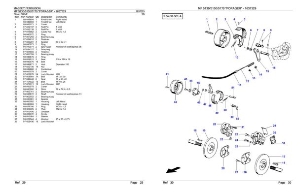 Massey Ferguson MF 5130 5150 5170 Forager Parts Catalog 1637329 1