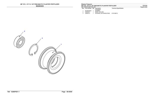 Massey Ferguson MF 515 517 H HF Pneumatic Planter Fertilizer Parts Catalog C051004 1