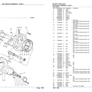 Massey Ferguson MF 520 525 Combine Parts Catalog 819611 1