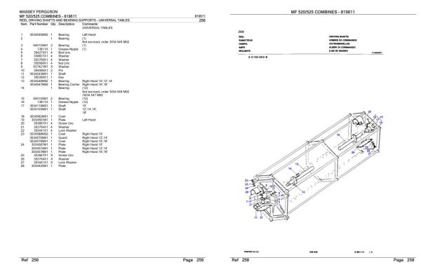 Massey Ferguson MF 520 525 Combine Parts Catalog 819611 2