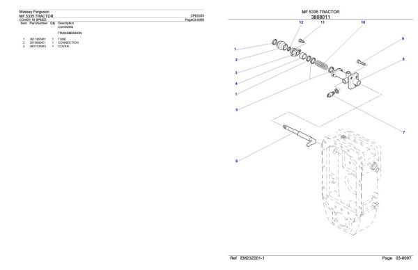 Massey Ferguson MF 5335 Tractor Parts Catalog CPE5335 1