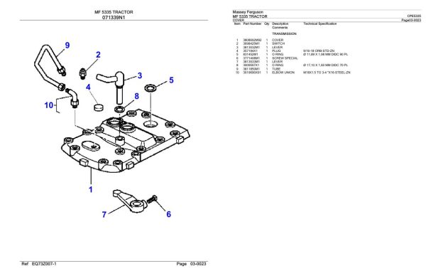 Massey Ferguson MF 5335 Tractor Parts Catalog CPE5335 2