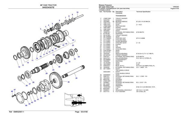 Massey Ferguson MF 5340 Tractor Parts Catalog CPE5340 1