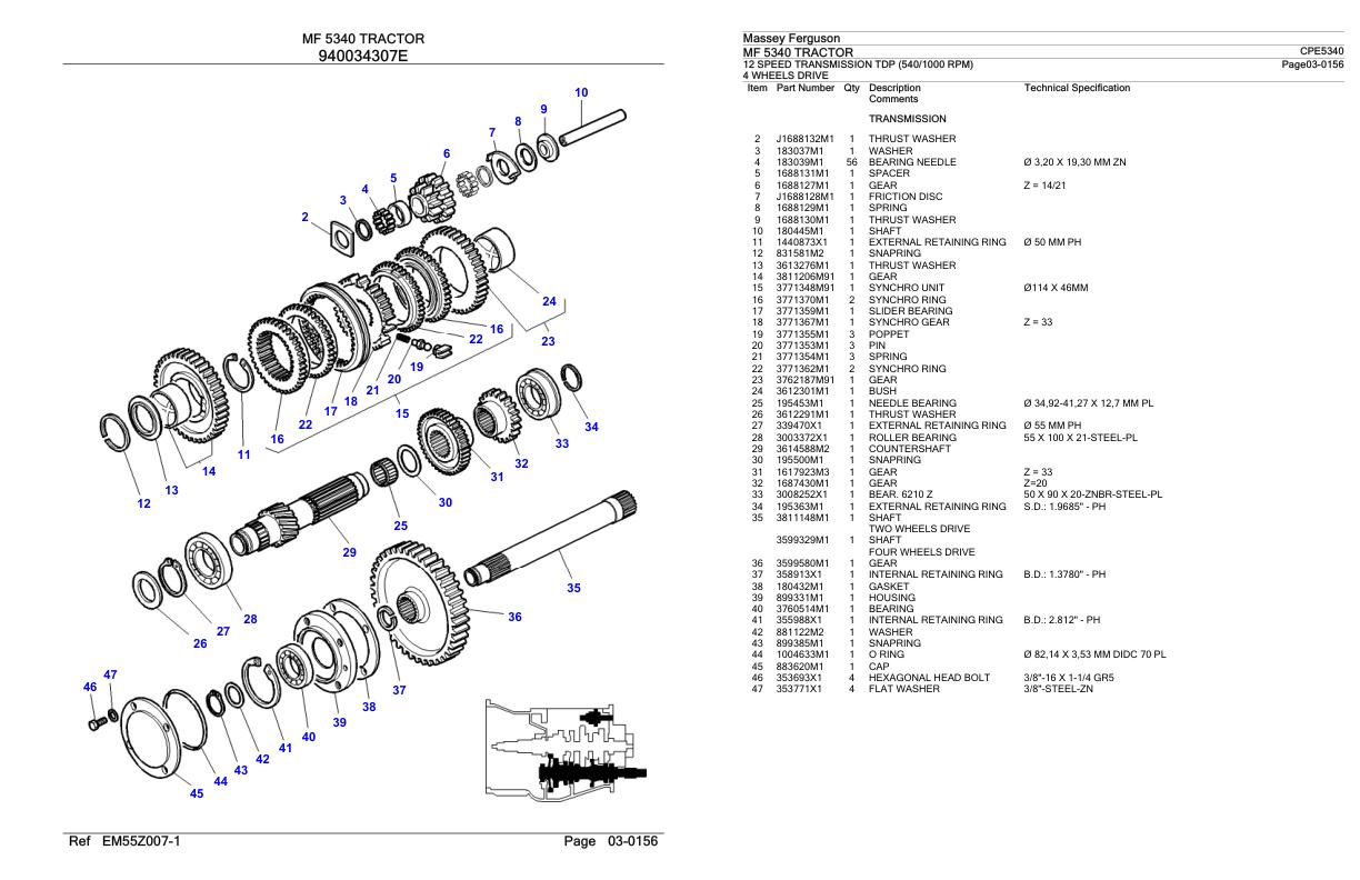 Massey Ferguson MF 5340 Tractor Parts Catalog CPE5340 1
