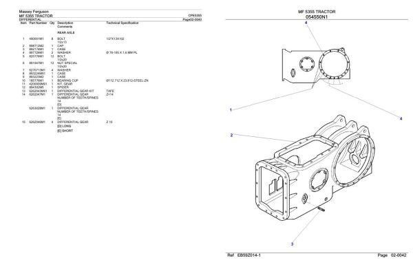 Massey Ferguson MF 5355 Tractor Parts Catalog CPE5355 2