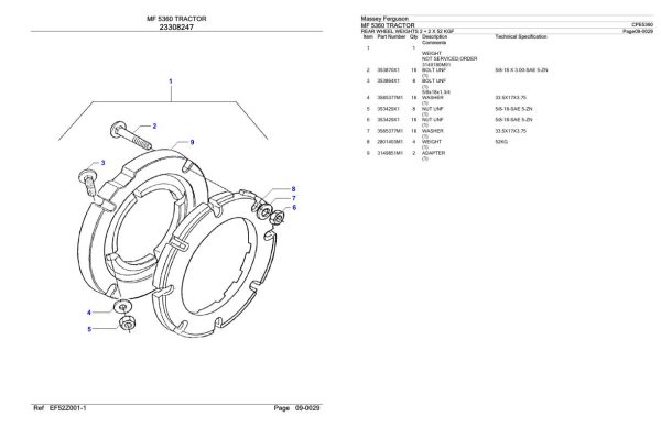 Massey Ferguson MF 5360 Tractor Parts Catalog CPE5360 1