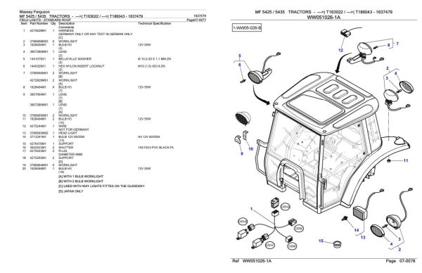 Massey Ferguson MF 5425 5435 Tractor Parts Catalog 1637479 2