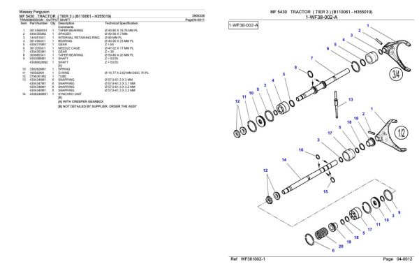 Massey Ferguson MF 5430 Tractor Parts Catalog 3906338 1