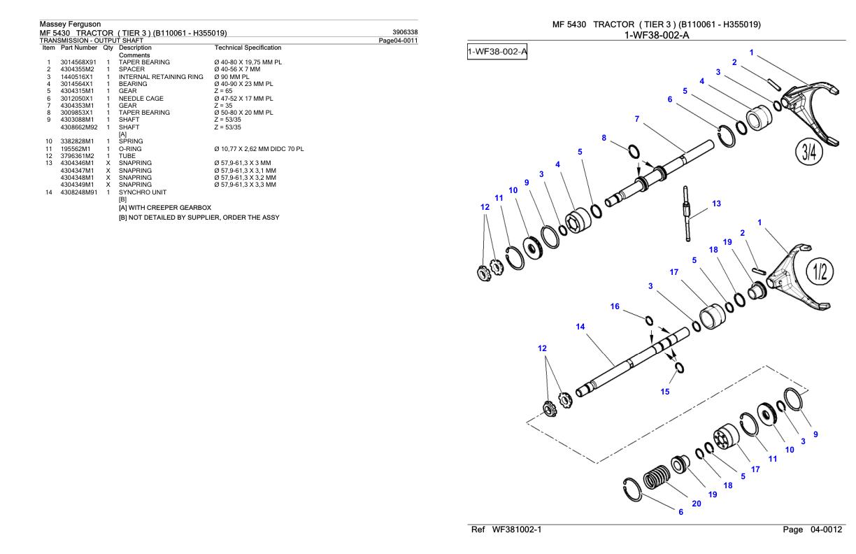 Massey Ferguson MF 5430 Tractor Parts Catalog 3906338 1