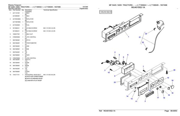 Massey Ferguson MF 5445 5455 Tractor Parts Catalog 1637468 1
