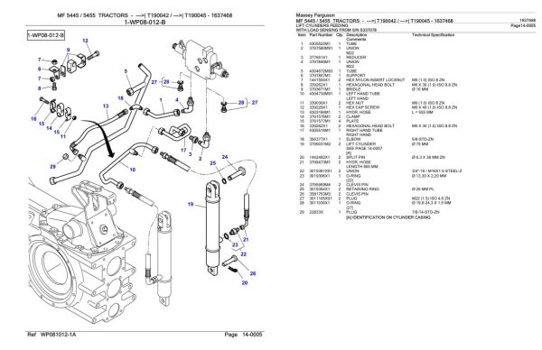Massey Ferguson MF 5445 5455 Tractor Parts Catalog 1637468 2