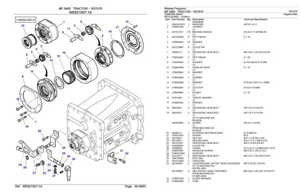 Massey Ferguson MF 5465 Tractor Parts Catalog 1637470 1