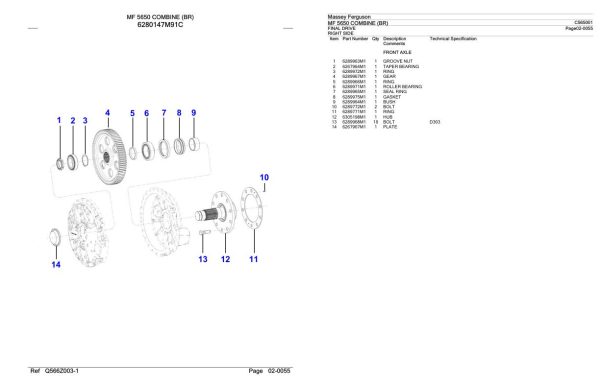 Massey Ferguson MF 5650 Combine BR Parts Catalog C565001 1