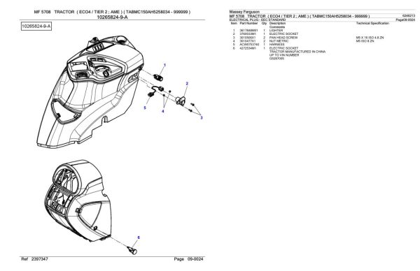 Massey Ferguson MF 5708 Tractor Parts Catalog 6246213 2