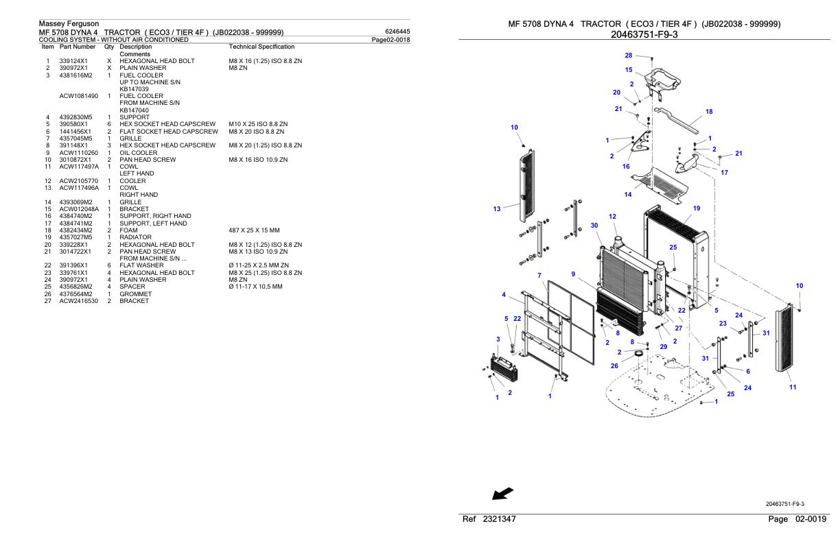 Massey Ferguson MF 5708 Tractor Parts Catalog 6246445 1