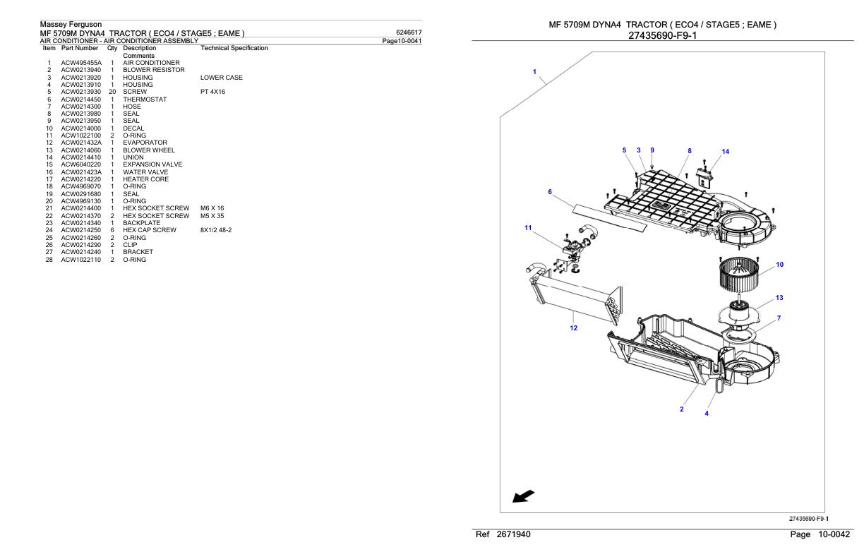 Massey Ferguson MF 5709M Tractor Parts Catalog 6246617 1