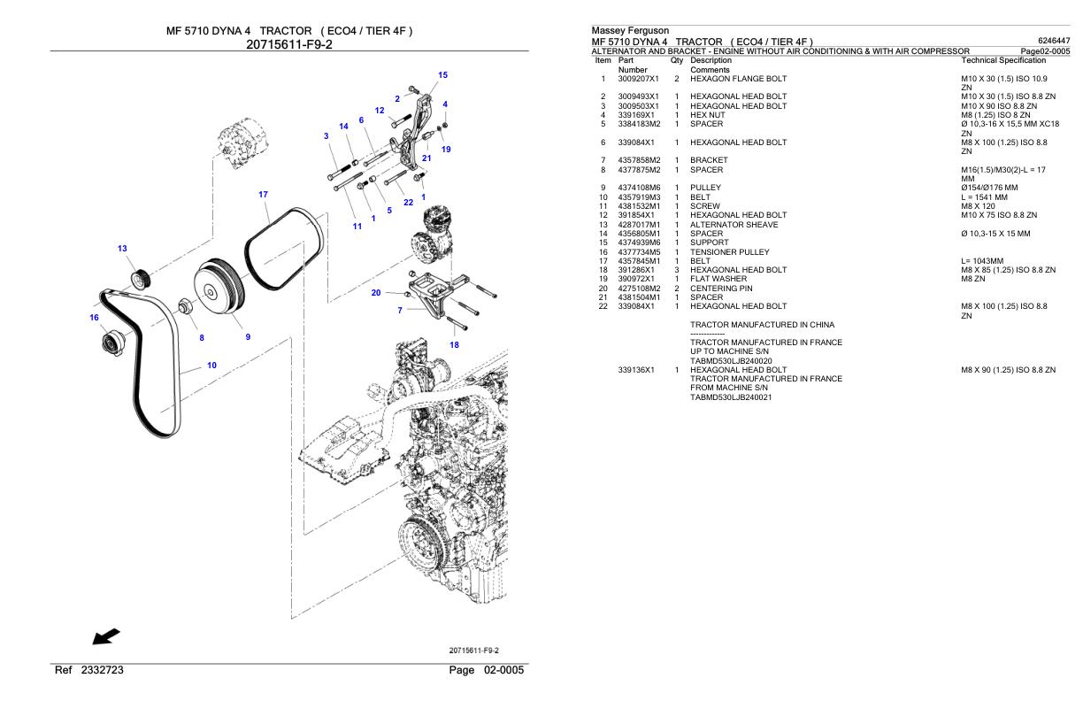Massey Ferguson MF 5710 Tractor Parts Catalog 6246447 1