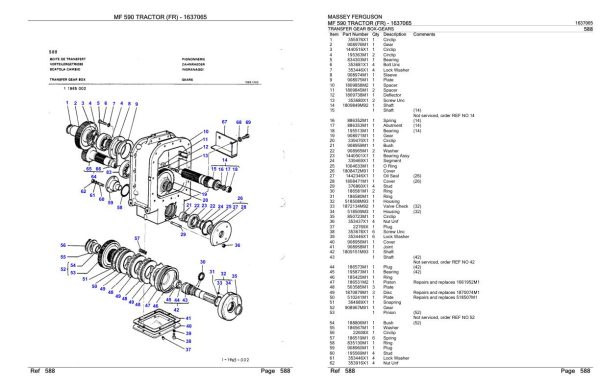 Massey Ferguson MF 590 Tractor Parts Catalog 1637065 1