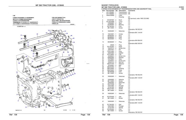 Massey Ferguson MF 590 Tractor Parts Catalog 819649 2