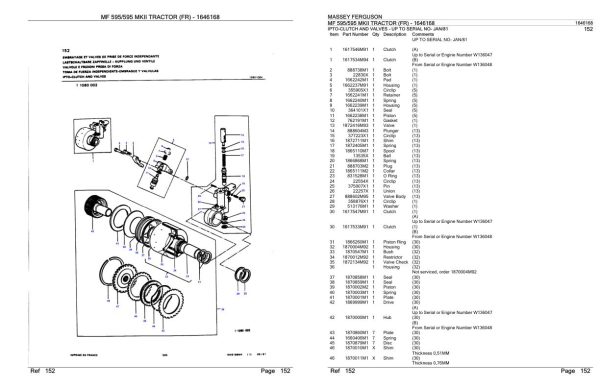 Massey Ferguson MF 595 595 Mkii Tractor Parts Catalog 1646168 1