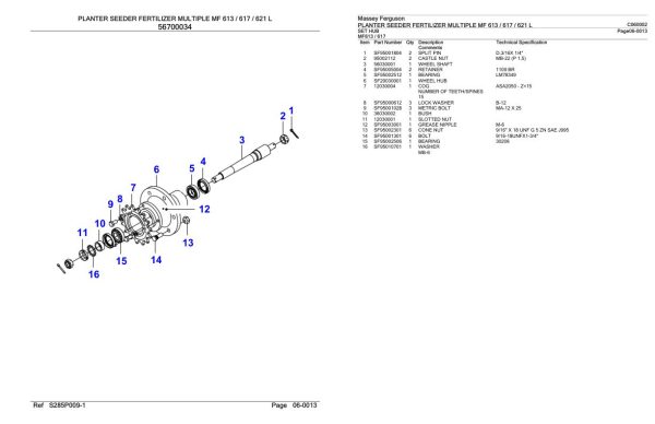 Massey Ferguson MF 613 617 621 L Planter Seeder Fertilizer Multiple Parts Catalog C060002 1