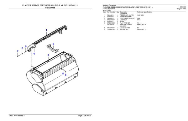 Massey Ferguson MF 613 617 621 L Planter Seeder Fertilizer Multiple Parts Catalog C060002 2