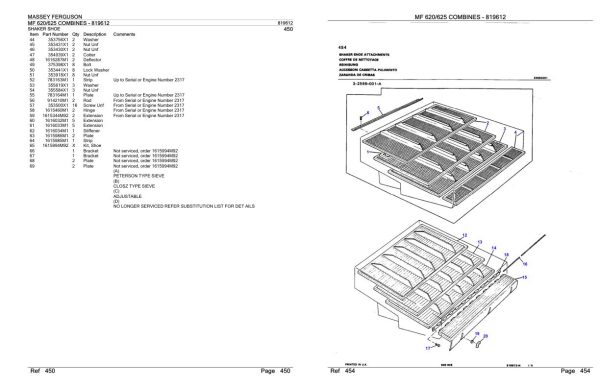 Massey Ferguson MF 620 625 Combine Parts Catalog 819612 2