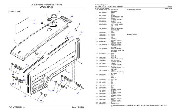Massey Ferguson MF 6460 6470 Tractor Parts Catalog 1637455 2