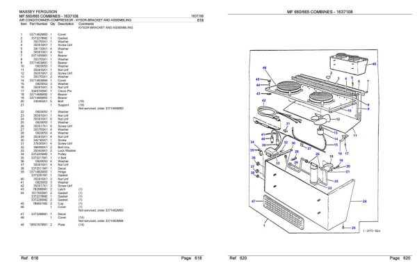 Massey Ferguson MF 660 665 Combine Parts Catalog 1637108 1