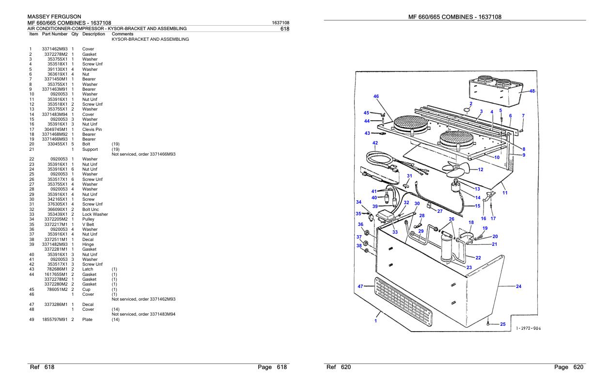 Massey Ferguson MF 660 665 Combine Parts Catalog 1637108 1