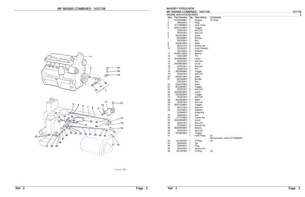Massey Ferguson MF 660 665 Combine Parts Catalog 1637108 2