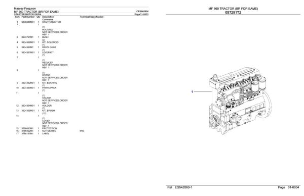 Massey Ferguson MF 660 Tractor Parts Catalog CPE660EM 1
