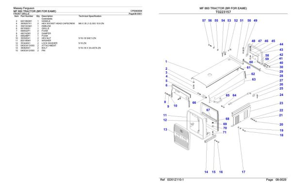 Massey Ferguson MF 660 Tractor Parts Catalog CPE660EM 2