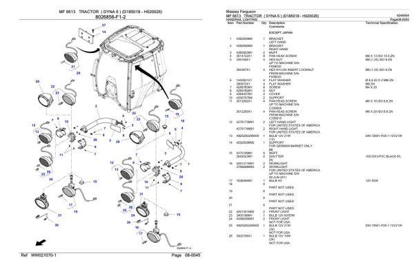 Massey Ferguson MF 6613 Tractor Parts Catalog 6246054 2