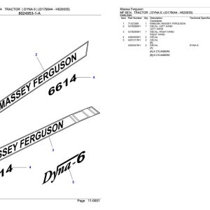 Massey Ferguson MF 6614 Tractor Parts Catalog 6246055 1