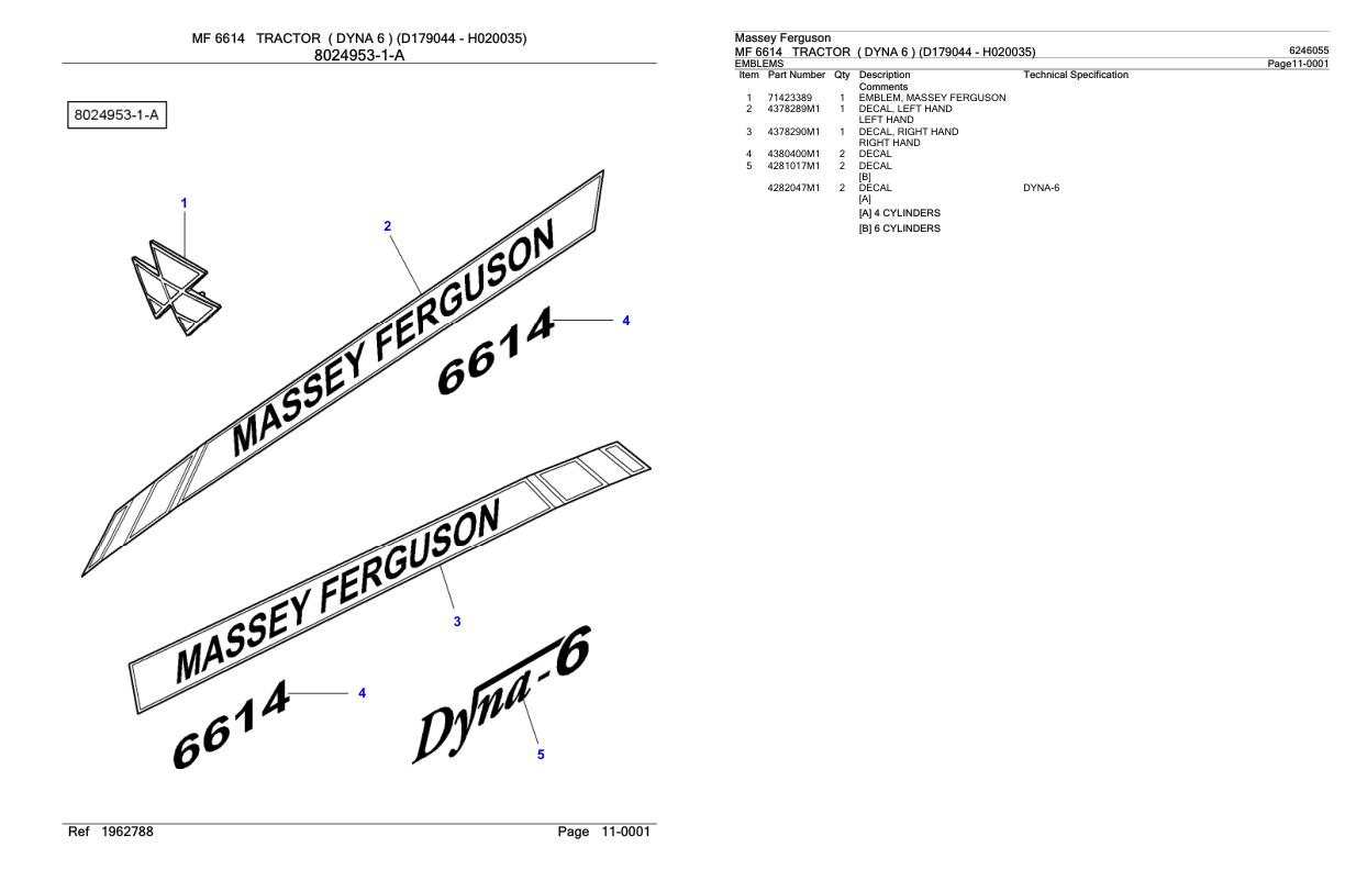 Massey Ferguson MF 6614 Tractor Parts Catalog 6246055 1