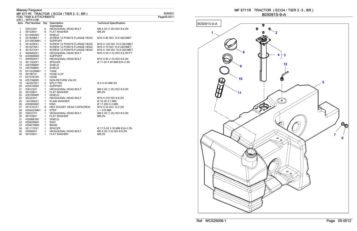 Massey Ferguson MF 6711R Tractor Parts Catalog 6246221 1