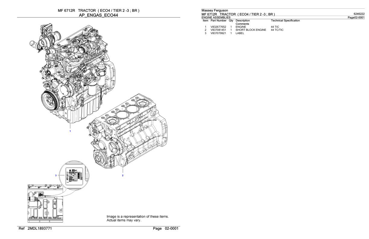 Massey Ferguson MF 6712R Tractor Parts Catalog 6246222 1