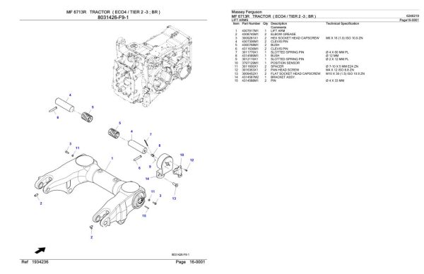 Massey Ferguson MF 6713R Tractor Parts Catalog 6246219 1