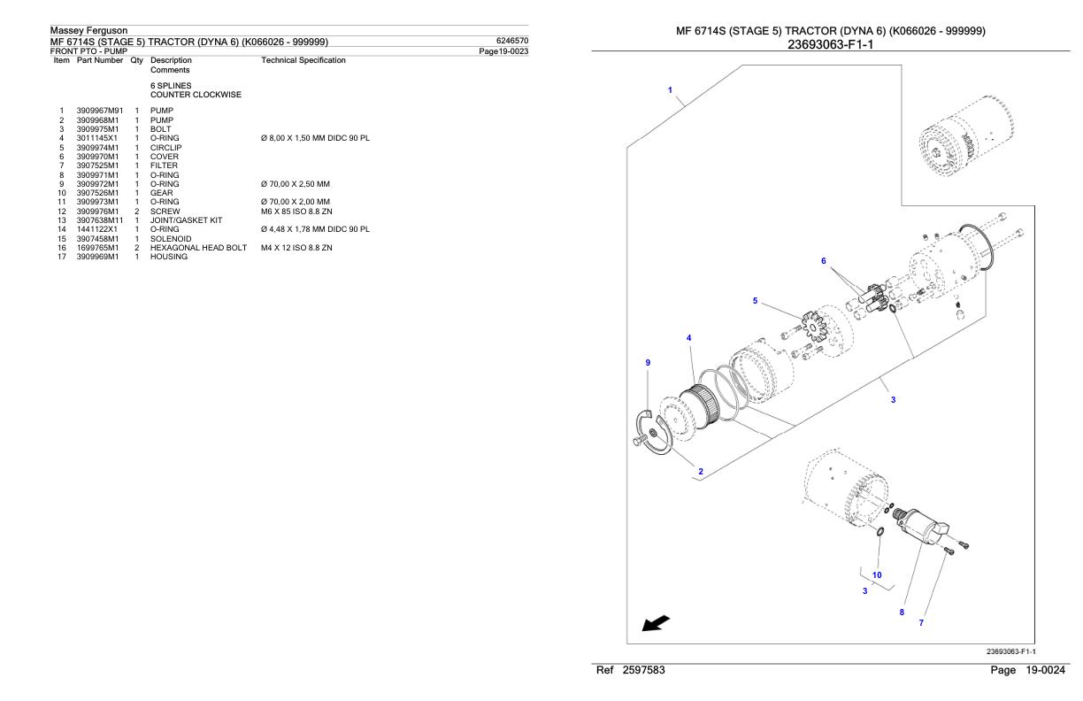 Massey Ferguson MF 6714S Tractor Parts Catalog 6246570 1