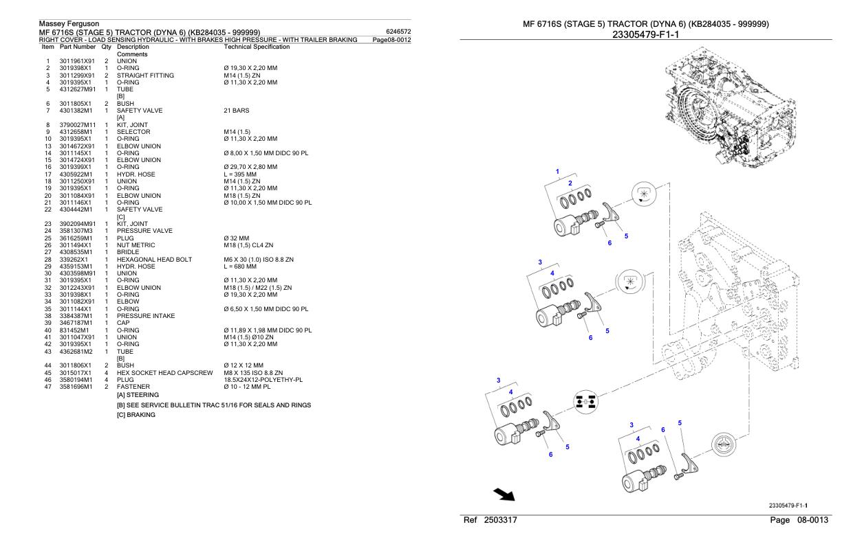 Massey Ferguson MF 6716S Tractor Parts Catalog 6246572 1