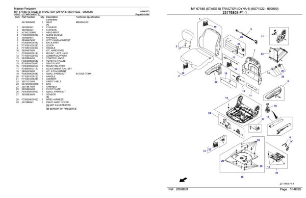 Massey Ferguson MF 6718S Tractor Parts Catalog 6246573 1