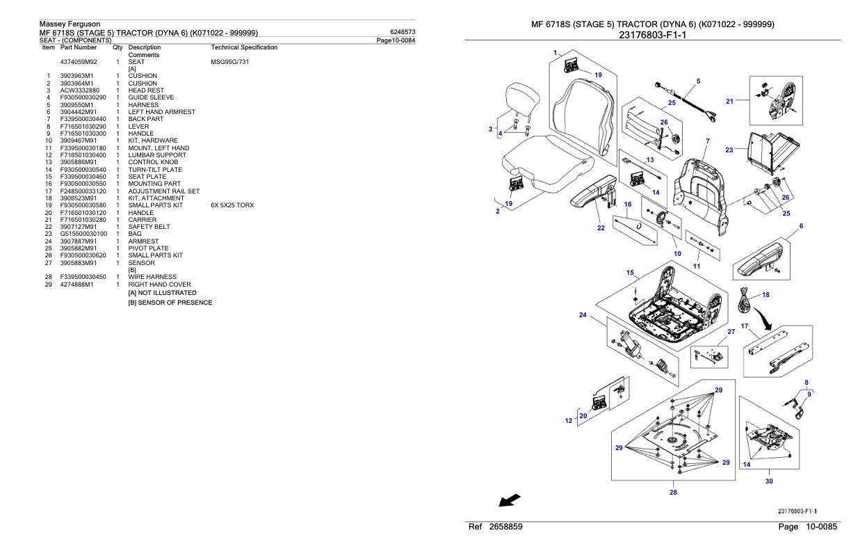 Massey Ferguson MF 6718S Tractor Parts Catalog 6246573 1