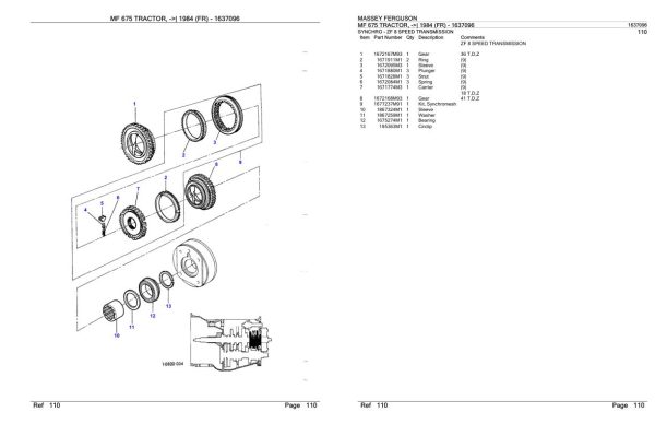 Massey Ferguson MF 675 Tractor Parts Catalog 1637096 1